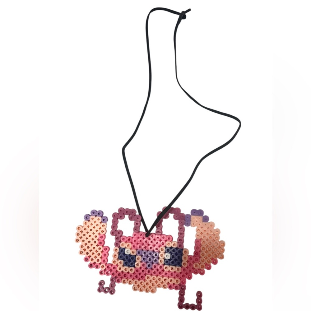 Perler Bead Pink Angel Necklace/ Ornament/ car charm